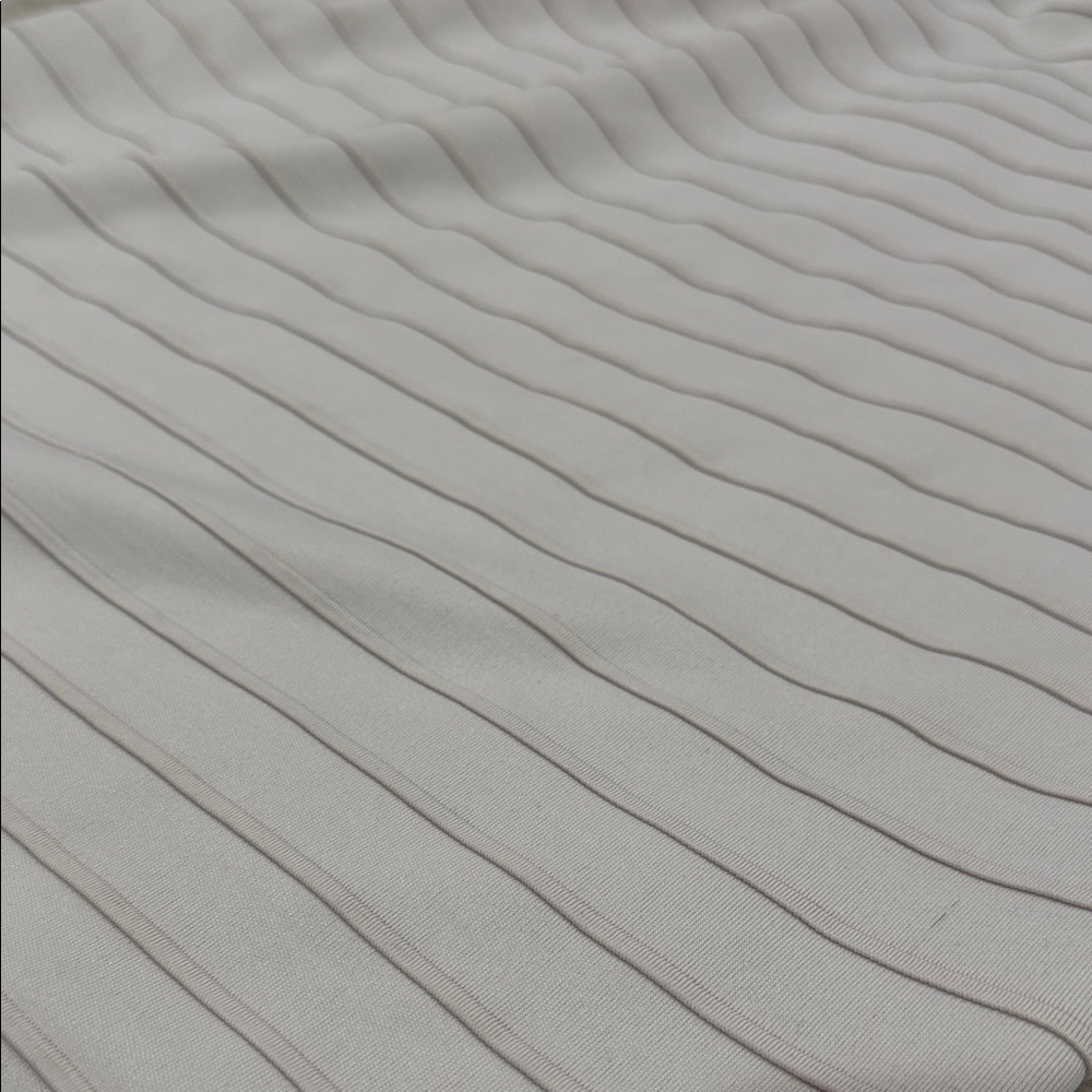 Classic Light Beige Striped Elastic-Waist Pencil Skirt - Picture 2 of 4
